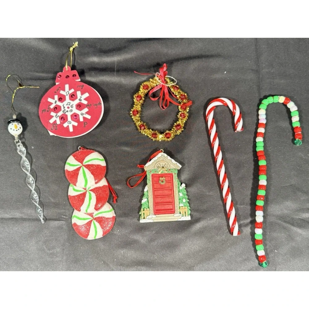 Holiday Time Christmas Ornaments Lot 14pc Mixed Red Green Gold Tree Decor Set